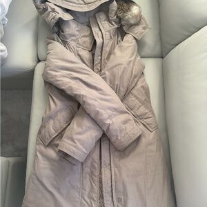 Aritzia Babaton Taupe Faux fur lined hooded parka